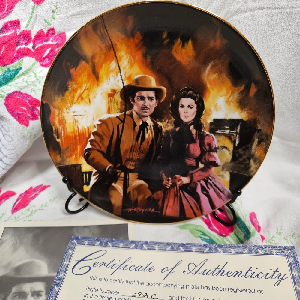 1988 WL George The Burning of Atlanta Gone with the Wind Plate H Rogers 8.5"